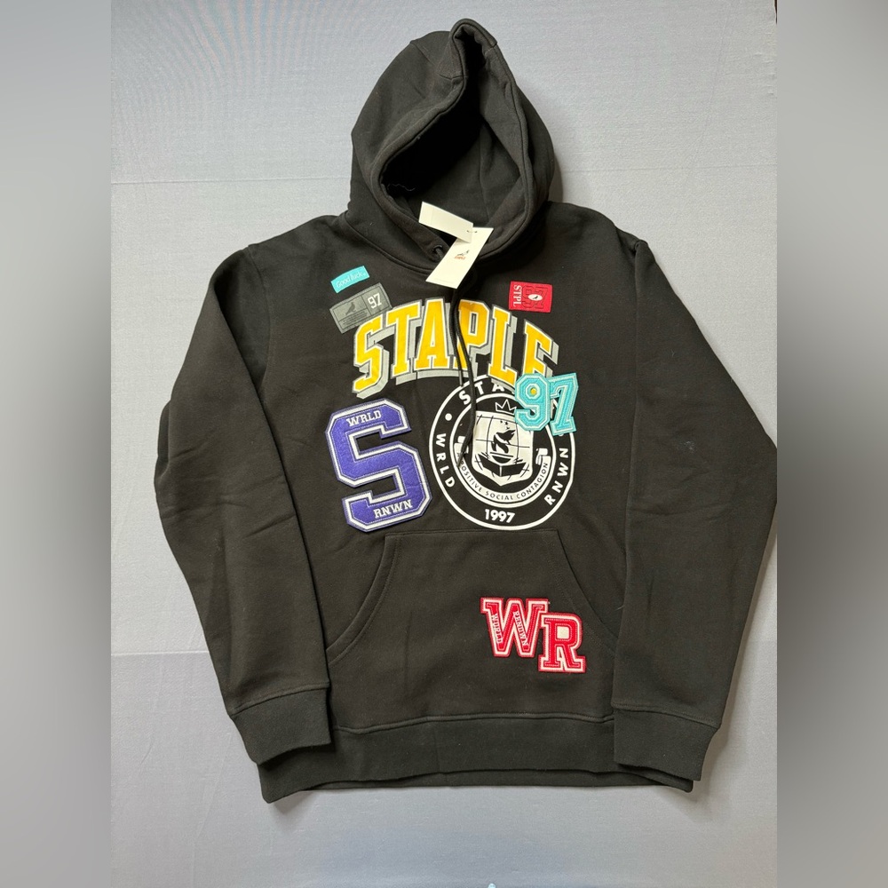 Staple Pigeon Forge World Renowned Hoodie Embroidered Patches Black Size Large